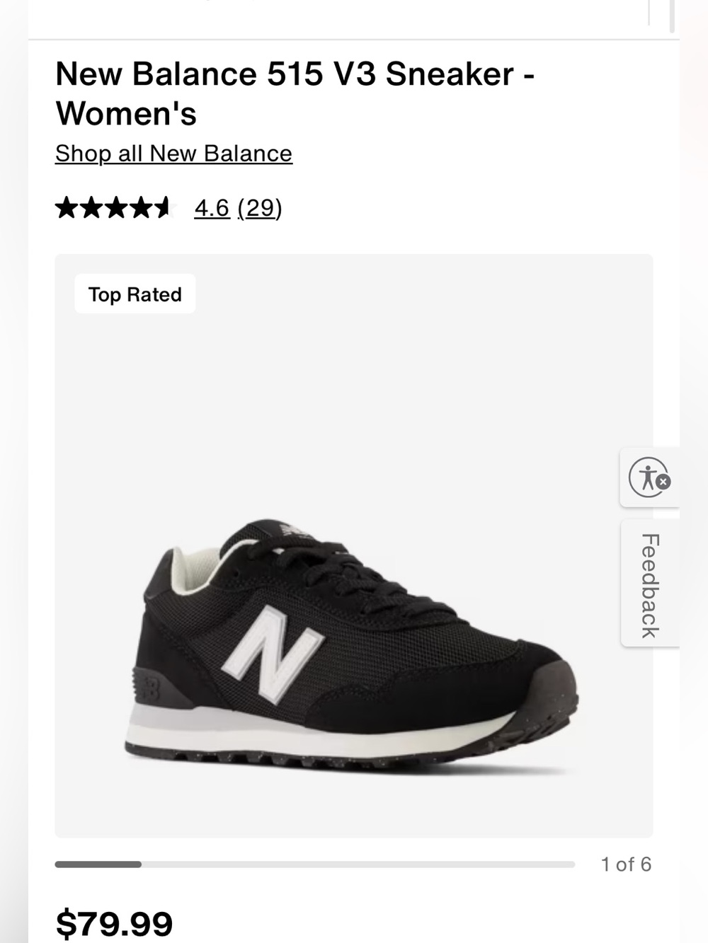 New! New Balance women's 515 V3 Black l Sneakers! Size 6.5!